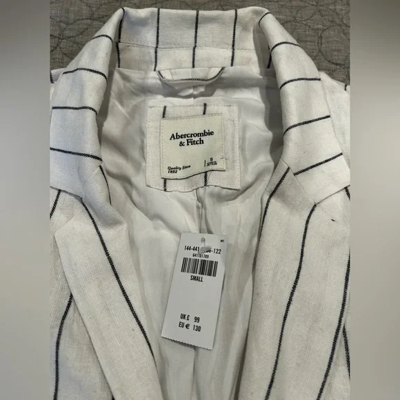 Abercrombie & Fitch striped linen lightweight open blazer jacket small NWT - Picture 7 of 7